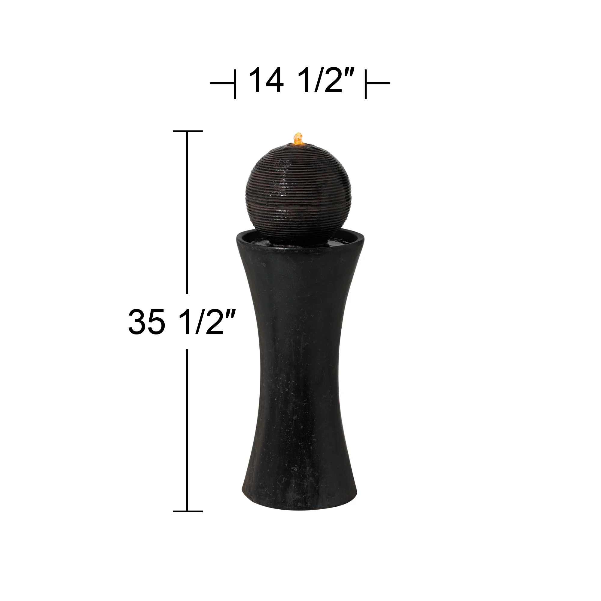 Dark Sphere 35 1/2" High Zen Modern Indoor Outdoor Decor Faux Stone Floor Fountain w/ Light LED Bubbler Pillar - Image 7