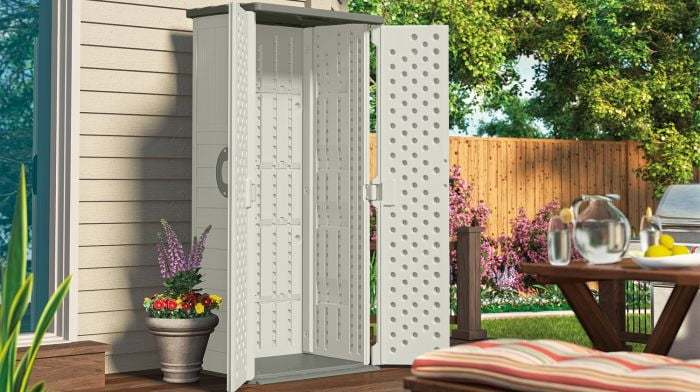 Suncast BMS1250 Resin Vertical Storage Shed Building, 22 cubic feet - Image 4