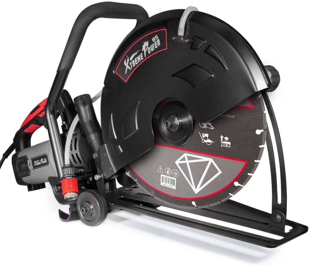 XtremepowerUS 14" Electric Concrete Saw, 2600W/15A Motor, Circular Saw Cutter With 5" Cutting Depth, Wet/Dry Disk Saw Cutter Includes Water Line, Pump For Stone, Brick, Porcelain, Concrete - Image 3