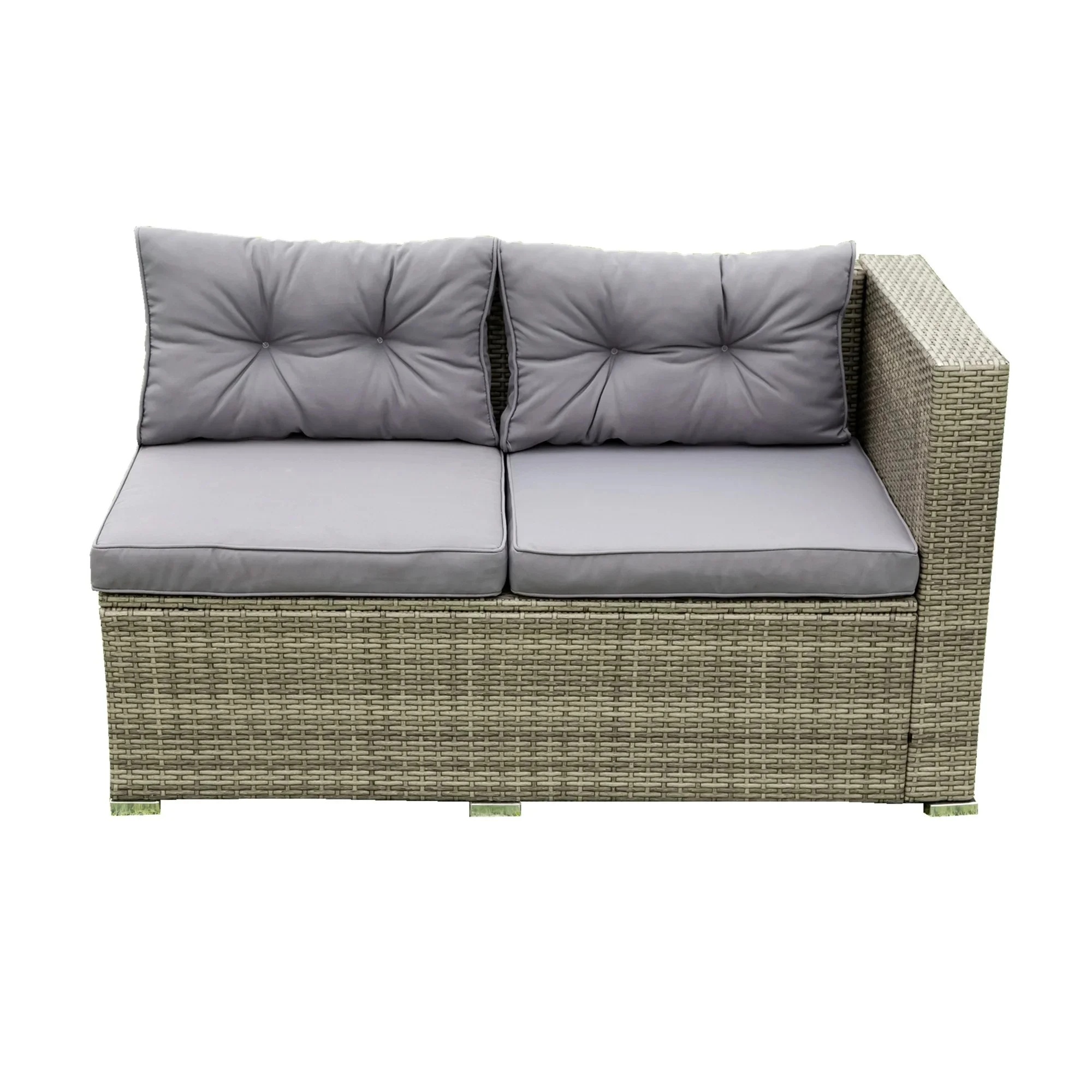 UHOMEPRO 4-Piece Rattan Patio Furniture Sets, All-Weather PE Wicker Patio Conversation Set with Storage Box, Glass Coffee Table, Outdoor Sectional Sofa Set for Backyard Patio Garden Poolside, Gray - Image 12
