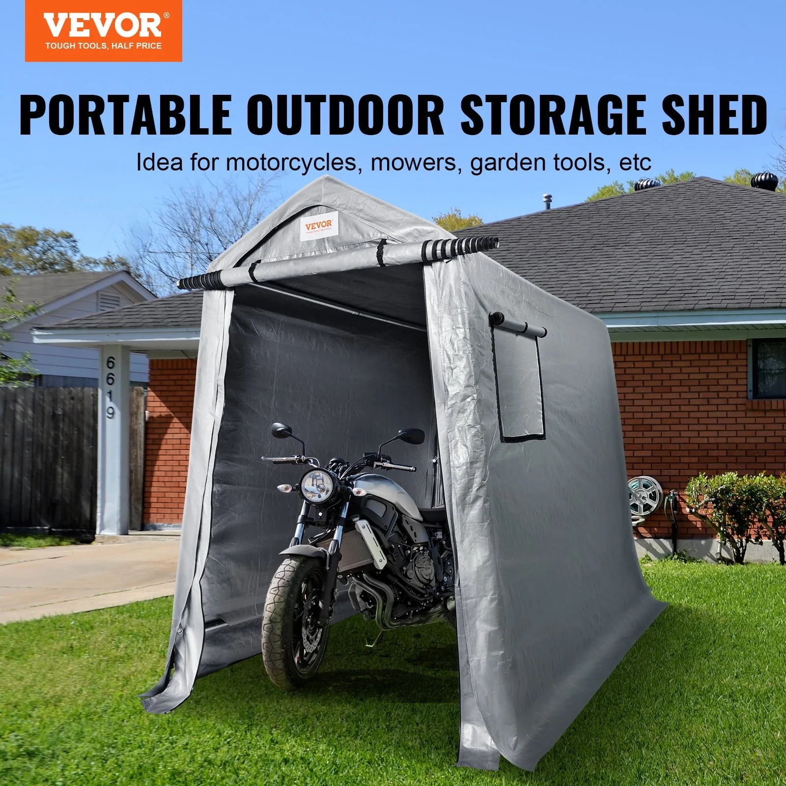 BENTISM Portable Shed Outdoor Storage Shelter, 6x8x7 ft Heavy Duty Instant Waterproof Storage Tent Sheds with Roll-up Zipper Door and Ventilated Windows - Image 8