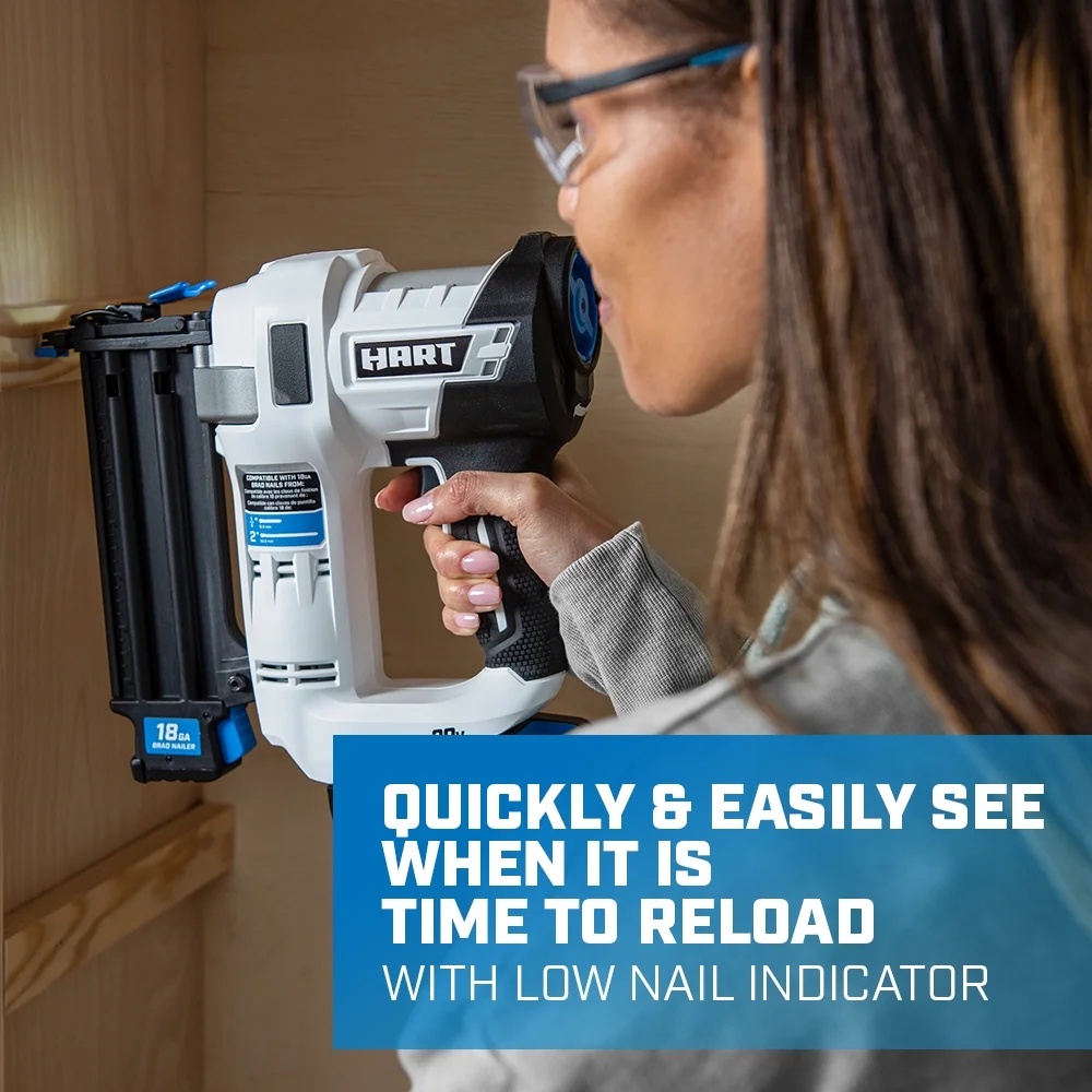 HART 20-Volt 2-inch 18-Gauge Battery-Powered Brad Nailer Kit, (1) 1.5Ah Lithium-Ion Battery - Image 3
