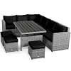 Costway 7 PCS Patio Rattan Dining Set Sectional Sofa Couch Ottoman Garden Red - Image 2