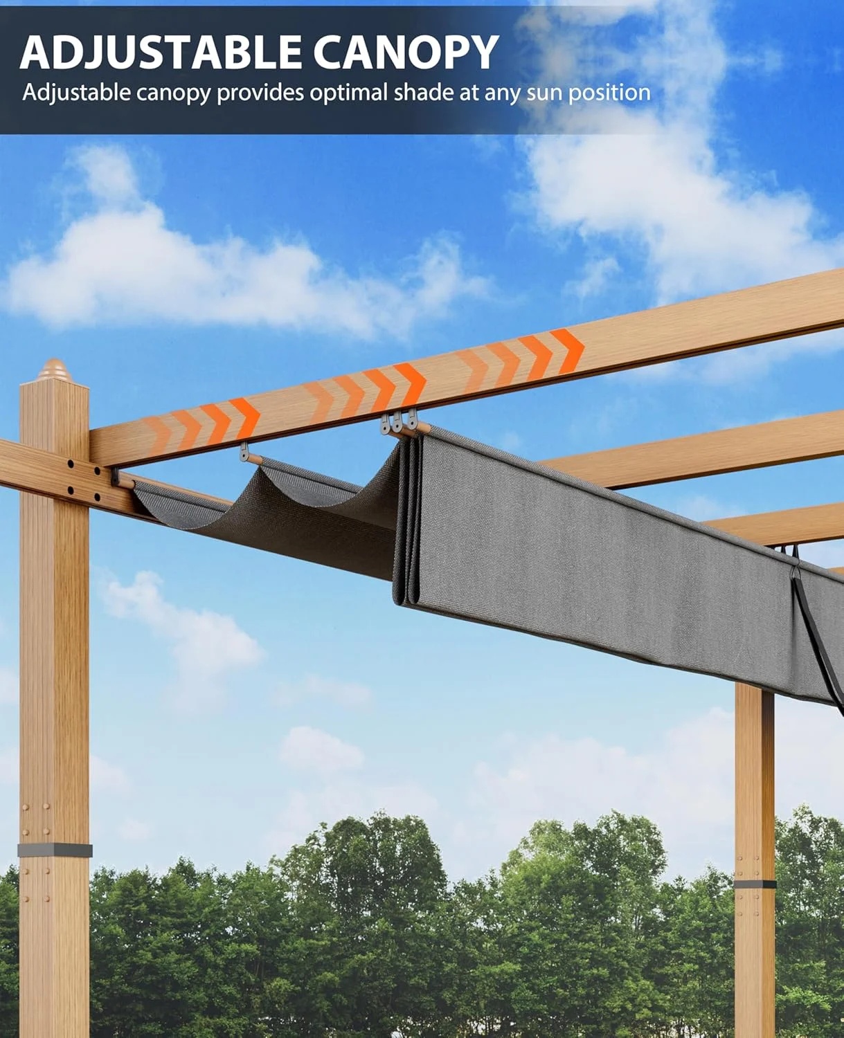 Outdoor Pergola with Adjustable Roof,Modern Metal Patio Aluminum Pergola,Reinforced Frame Outdoor Shelter with Sun Shade Canopy,Shade Cover for Garden,Backyard and Deck - Image 39