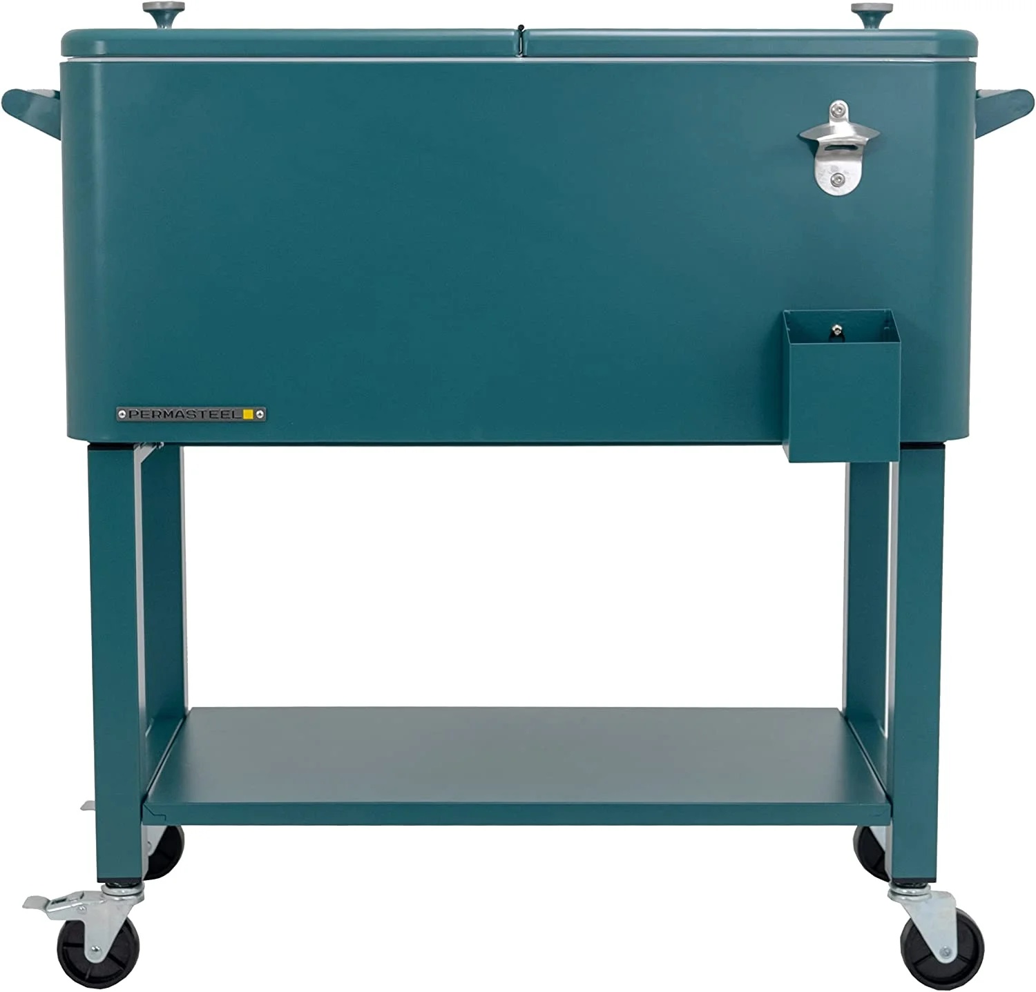 Permasteel 80-Qt Outdoor Steel Patio Cooler with Removable Basin, Rolling Cooler with Wheels, Teal Green - Image 12