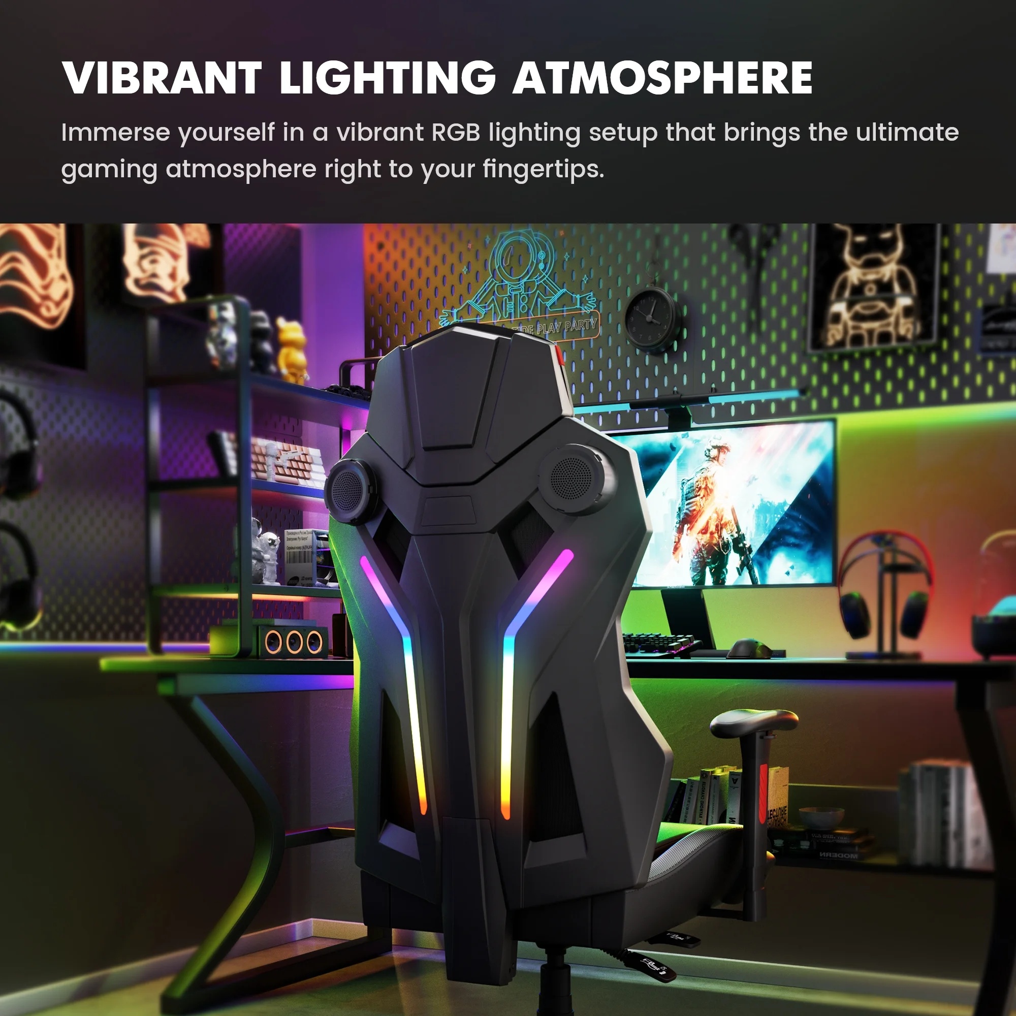 GTRACING LUFT-600 Gaming Chair with Bluetooth Speakers and LED Lighting, White - Image 21