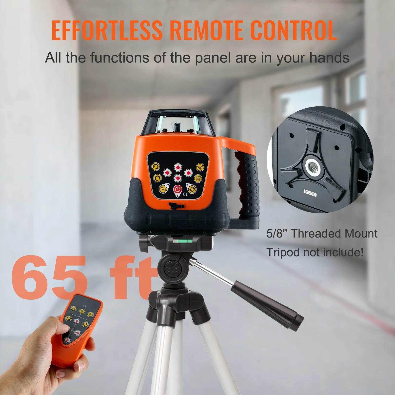 KFFKFF Laser Level, 1650ft Range, 360- Self-Leveling Red Cross Line, Adjustable 5 Speeds & 4 Scan Angles, IP66 Water-Resistant, Remote & Manual Modes, Includes Battery - Image 8