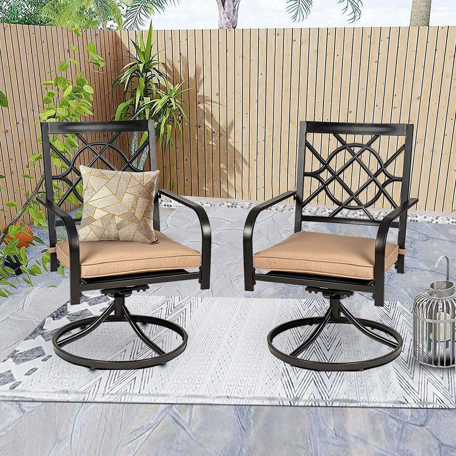 SUNCROWN 7-Piece Outdoor Wrought Iron Chairs and Table Patio Dining Furniture Set - 6 Stackable Metal Chairs, 1 Steel Slat Bistro Table and 1 Brown 9Ft Patio Umbrella for Garden Backyard Deck - Image 34