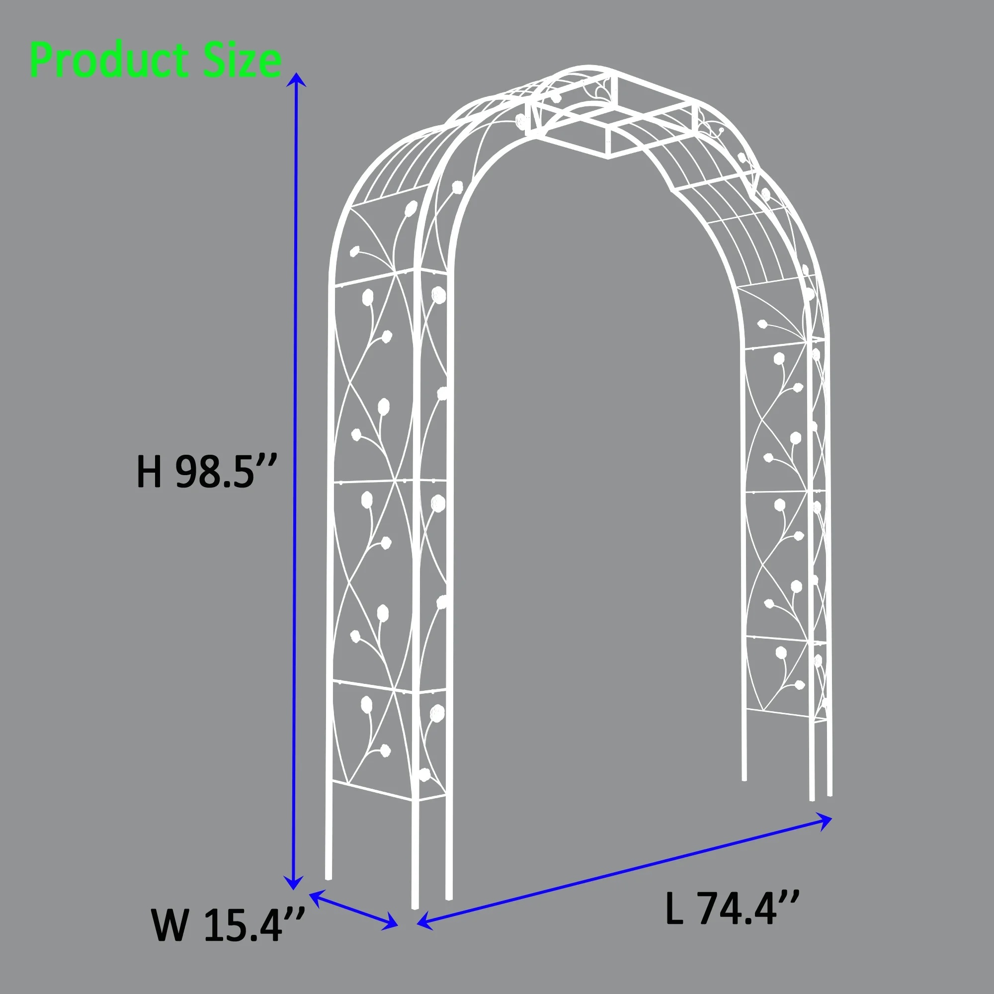Yoneston 98.4"H Metal Garden Arch Trellis, Garden Arbor Trellis Support Rose Arch for Outdoor Plant Climbing or Wedding Decor, Black - Image 12