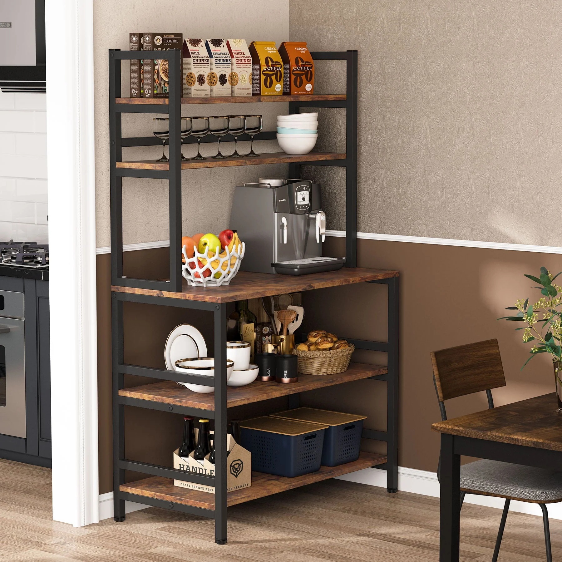 Tribesigns 5-Tier Kitchen Baker's Rack, Microwave Stand Utility Storage Shelf with Hutch - Image 5