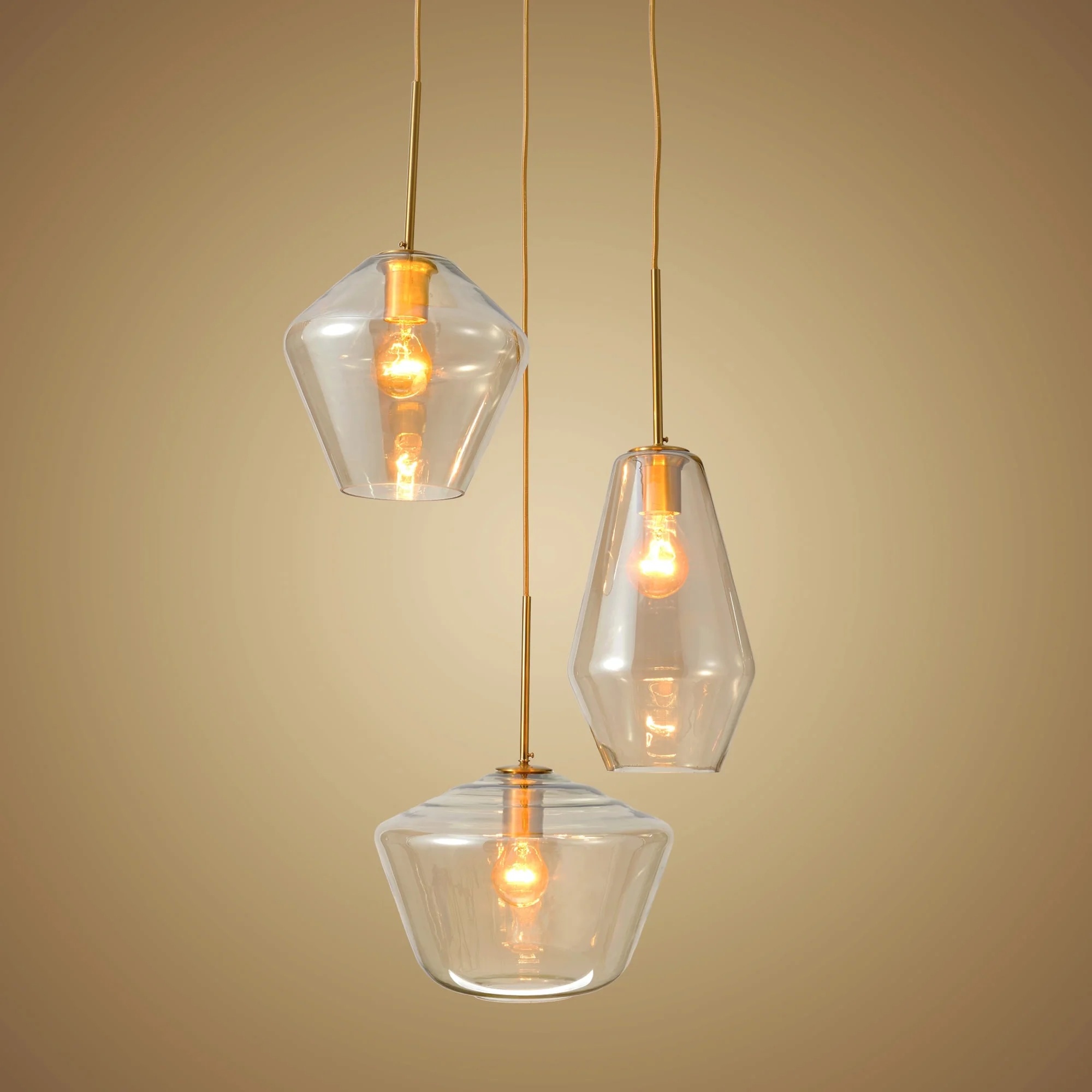 Pendant Lighting Glass Triple Hanging Pendant Light Fixture Glass,Vintage Hanging Ceiling Light Fixture, Fixture Glass Surrounded LED Lighting Fixture Kitchen, Island, Table Hallway Interior Lighting - Image 7
