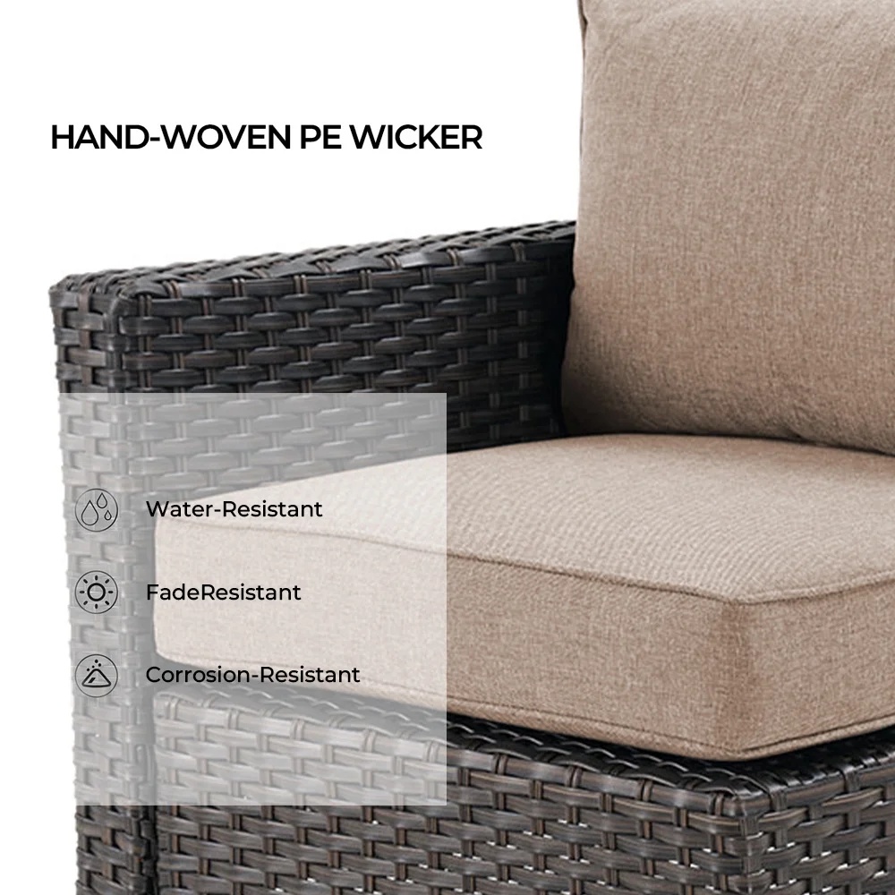 Grand Patio Outdoor Furniture, Patio Wicker Sectional Sofa Modular Furniture Set, Left Arm Sofa, Beige - Image 15