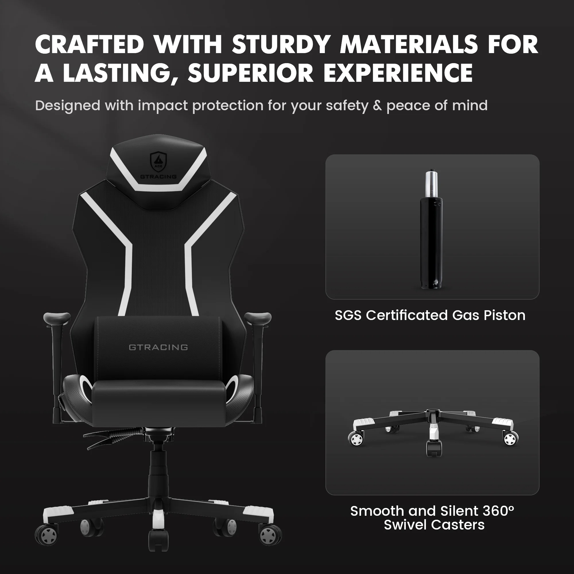 GTRACING LUFT-600 Gaming Chair with Bluetooth Speakers and LED Lighting, White - Image 7