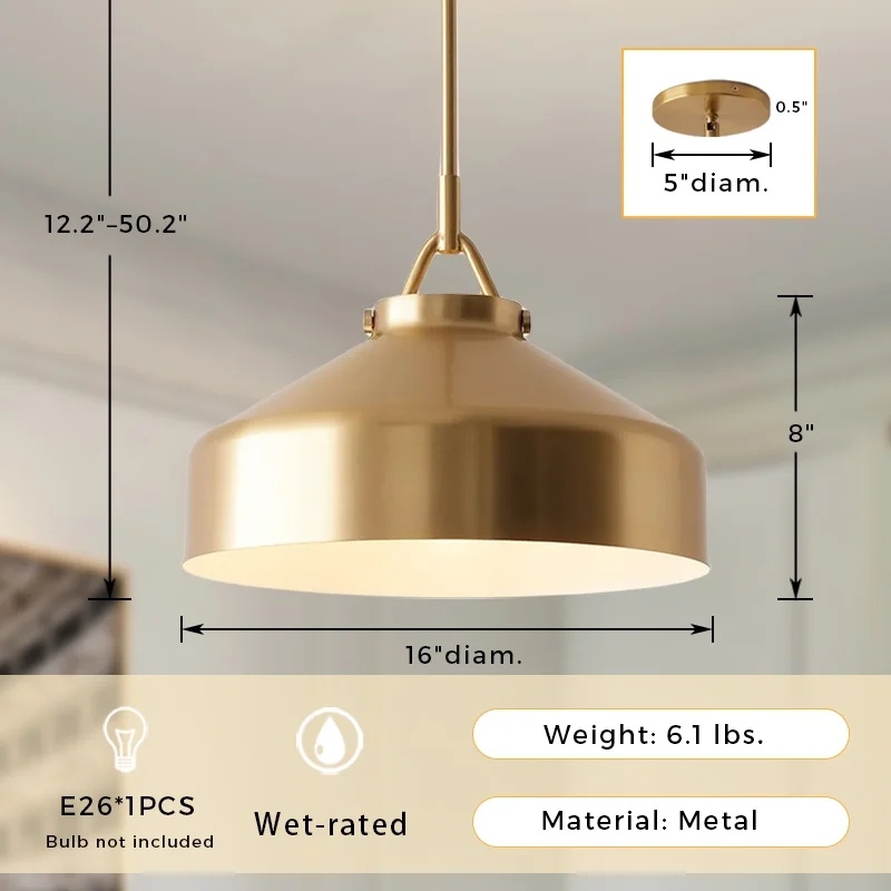 VersaGlow Premium Metal Pendant Light 16",Versatile Lighting,Ceiling Lights in Dining Room,Living Room,BathRoom - Image 2
