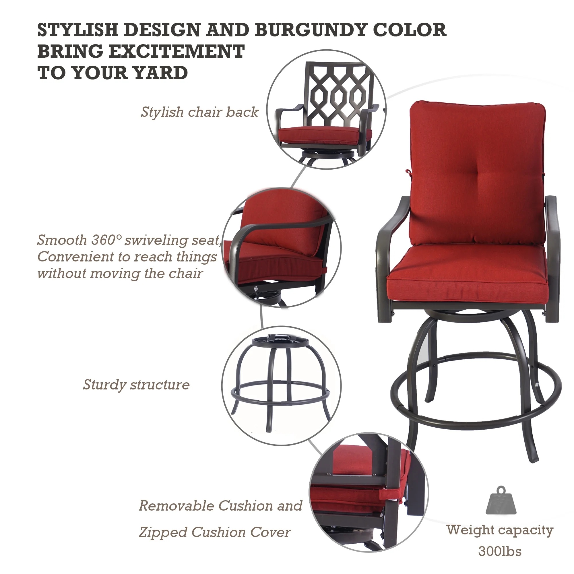 Kozyard Isabella High Swivel Bar Stools/Chair Set for Home Patio, Back Yard, Cafes, Bistro, Restaurants and Chic Bars (Aqua) - Image 15