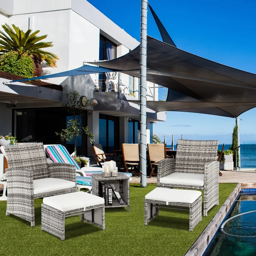 Patio Set Outdoor Furniture, 5 PCS Patio Bistro Set with Glass Coffee Table, Patio Sectional Sofa Conversation Set, Outside Furniture Set for Garden, Backyard, Porch, Balcony, Poolside, JA2936 - Image 2