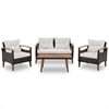 5 Piece Patio Furniture Sets, Outdoor Conversation Sets with Glass Coffee Table, Wicker Rattan Sectional Sofa Couch with Storage Bench, Ottomans & Cushions for Garden, Pool, Backyard, Gray - Image 8