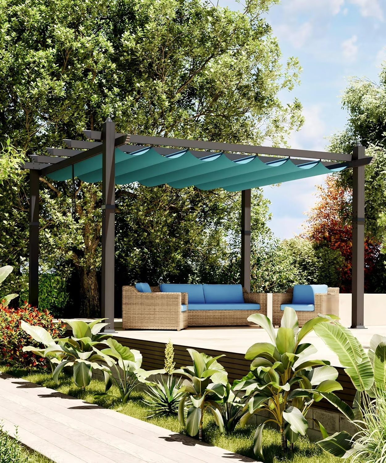 Outdoor Pergola with Adjustable Roof,Modern Metal Patio Aluminum Pergola,Reinforced Frame Outdoor Shelter with Sun Shade Canopy,Shade Cover for Garden,Backyard and Deck - Image 8