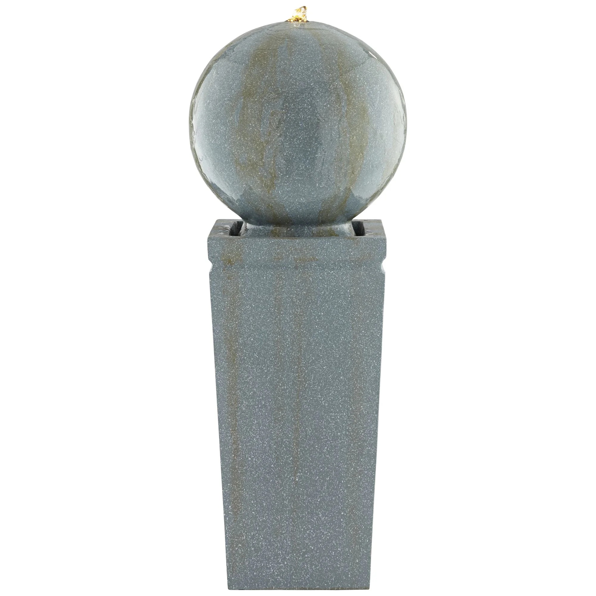 Ball and Pillar 34 1/4" High Large Modern Indoor Outdoor Decor Faux Stone Floor Fountain with Light LED Bubbler - Image 5