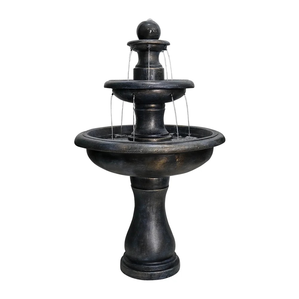 2 Tiered Floor Waterfall Fountain with Pump for Outdoor Patio Garden - Image 7
