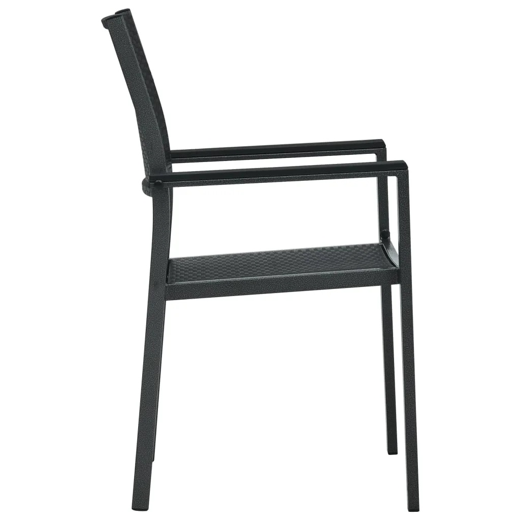vidaXL Patio Chairs Dining Chair for Deck Porch Black Plastic Rattan Look - Image 11