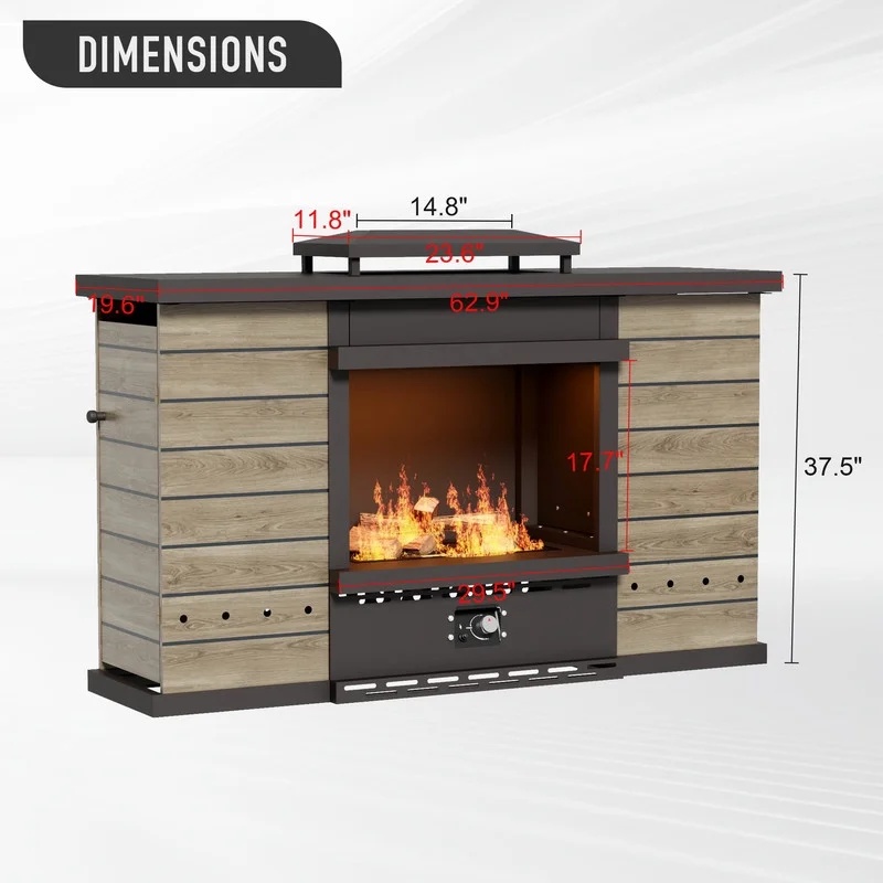 GAZEBETER Outdoor Gas Fireplace, 35" 50000 BTU Patio Gas Fire Pit Propane with Rain Cover, CSA Certified, Adjustable Flame for Deck, Backyard, Balcony - Image 33
