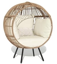 DWVO Wicker Egg Chair, Oversized Indoor Outdoor Lounger for Patio, Backyard, Living Room, Beige - Image 4