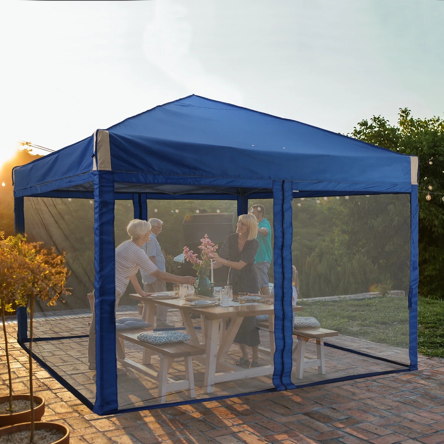 YUONAO 10x10 ft Pop Up Canopy Tent with Mesh Sidewalls, Portable Outdoor Shade Tent, Waterproof UV-Resistant Folding Gazebo for Backyard, Patio, Camping, Party(Beige) - Image 33