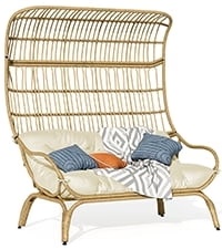 DWVO Wicker Egg Chair, Oversized Indoor Outdoor Lounger for Patio, Backyard, Living Room, Beige - Image 6
