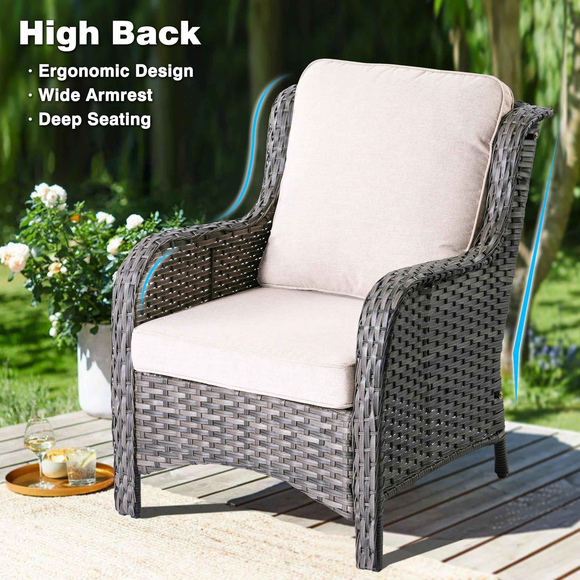 Ovios 6 Pieces Outdoor Furniture with CSA Fire Pit Wicker Patio Conversation Set All Weather Sectional Sofa for Porch - Image 11