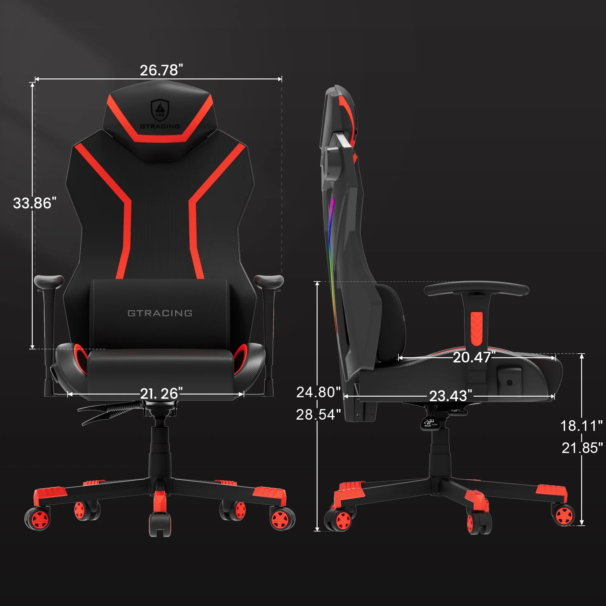 GTRACING LUFT-600 Gaming Chair with Bluetooth Speakers and LED Lighting, White - Image 23