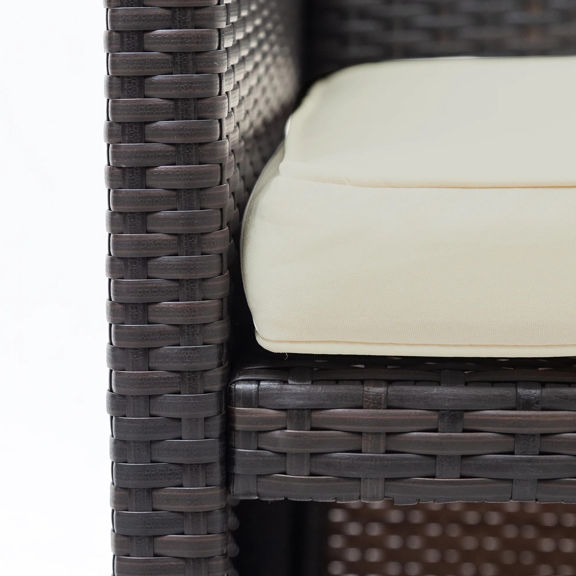 Outdoor Patio Furniture Set of 3, Rattan Wicker Outdoor Swivel Glider Rocker w/Table and Cushions, Brown - Image 30