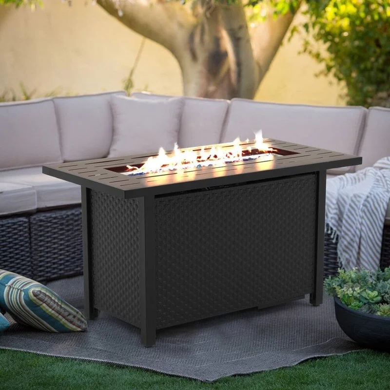 45 inch Propane Fire Pit Table,50000 BTU Gas Fire Pits Table with Lid & Lava Rock & Waterproof Cover, Outdoor Propane Firepit for Dining or Party, Outside, Patio, Garden, Yard - Image 6