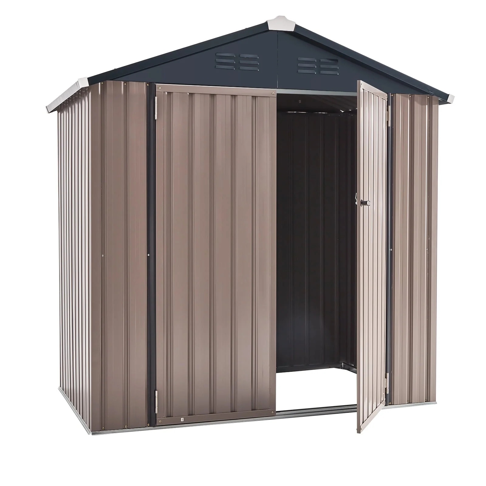AECOJOY 6' x 4' Outdoor Metal Storage Shed with Lockable Door for Backyard - Image 2