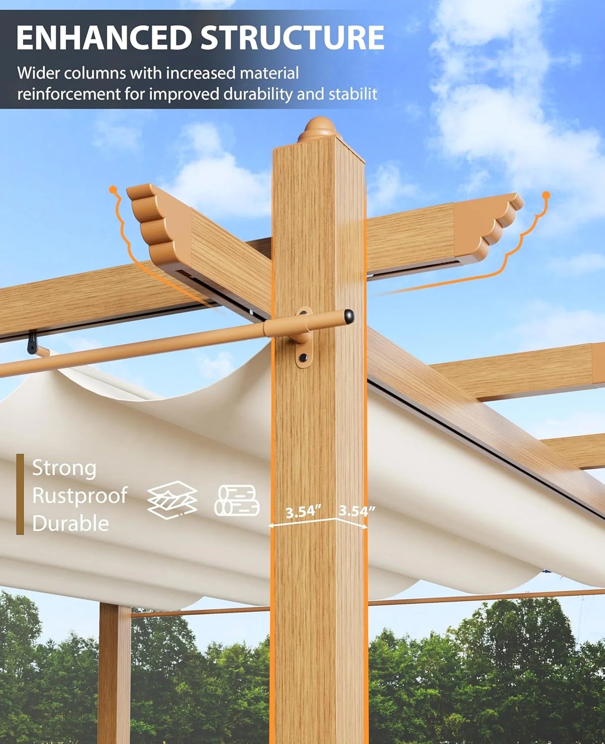 Outdoor Pergola with Adjustable Roof,Modern Metal Patio Aluminum Pergola,Reinforced Frame Outdoor Shelter with Sun Shade Canopy,Shade Cover for Garden,Backyard and Deck - Image 34