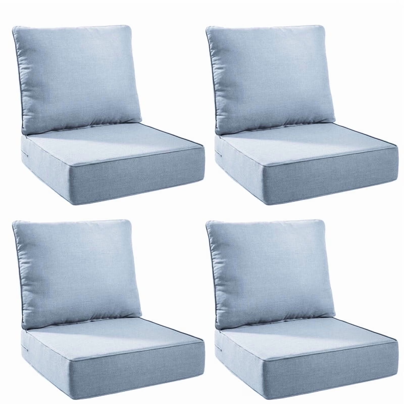 Terraloom 6 Inch Outdoor Cushions 24x24" - Water Resistant 2 Set Deep Seating Patio Chair Back&Seat Cushion for Wicker Rocking Swivel Chairs Loveseat Couch Sectional Sofa in Beige - Image 12