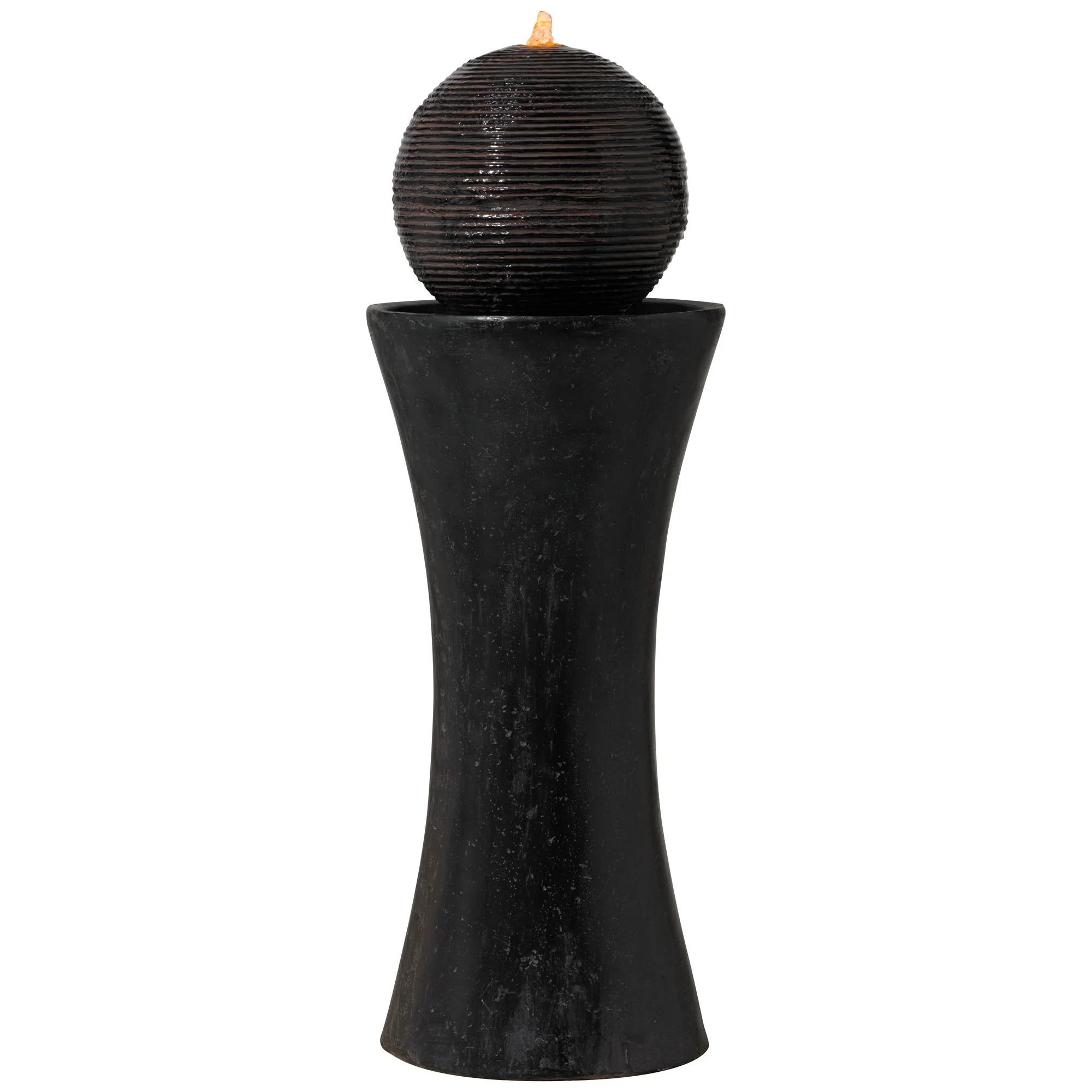 Dark Sphere 35 1/2" High Zen Modern Indoor Outdoor Decor Faux Stone Floor Fountain w/ Light LED Bubbler Pillar - Image 5
