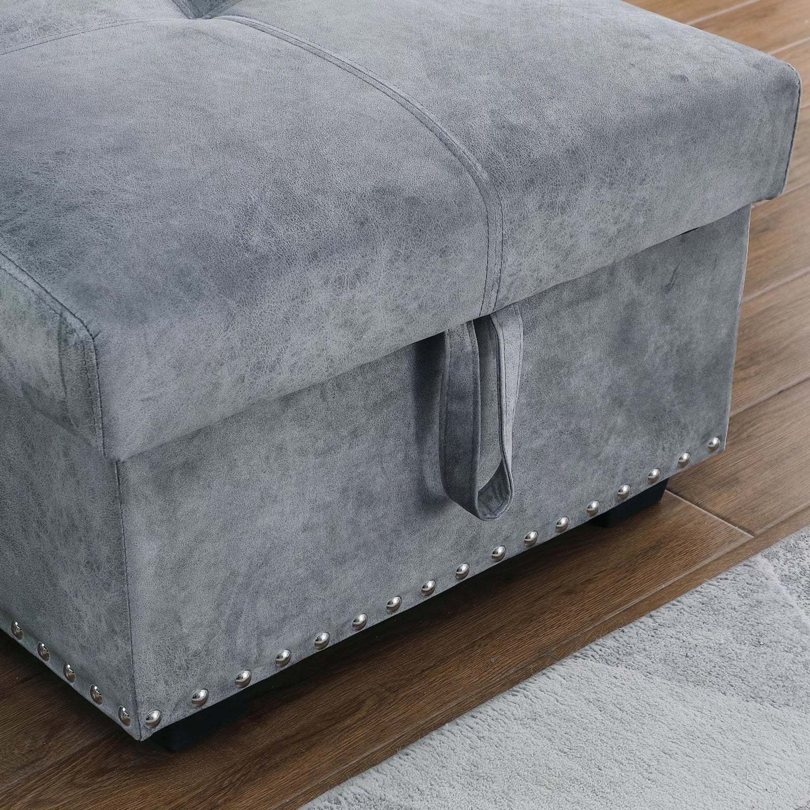 Morden Fort Sectional Sleeper Sofa with Storage & Reversible L Shape Velvet Gray - Image 3