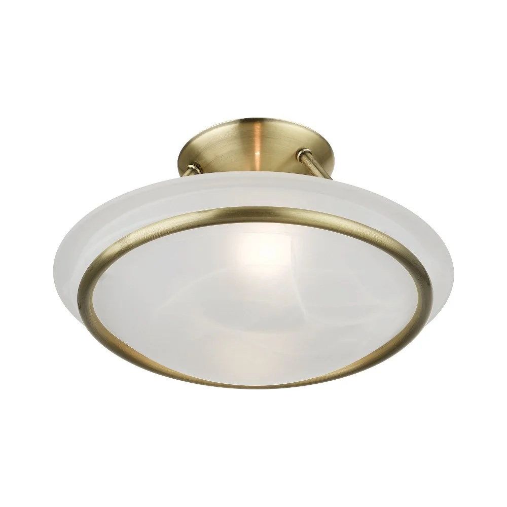 Livex Lighting Newburgh Black/White Stainless Steel/Alabaster Glass Ceiling Mount - Image 14