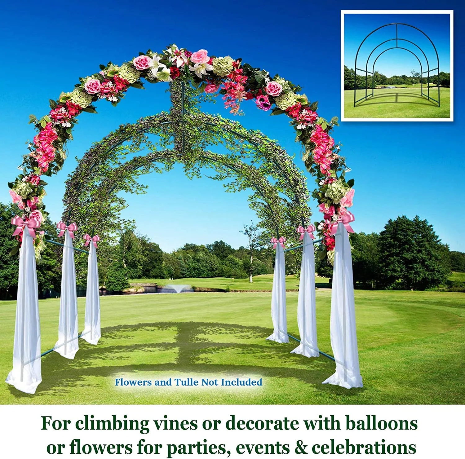 YardGrow Large Garden Support Arch Frame Climbing Plant Arch Arbor for Various Climbing Plant Roses Vines Birthday Wedding Party Decoration Pergola Frame (6.5 x 7 x 7.2ft) - Image 8
