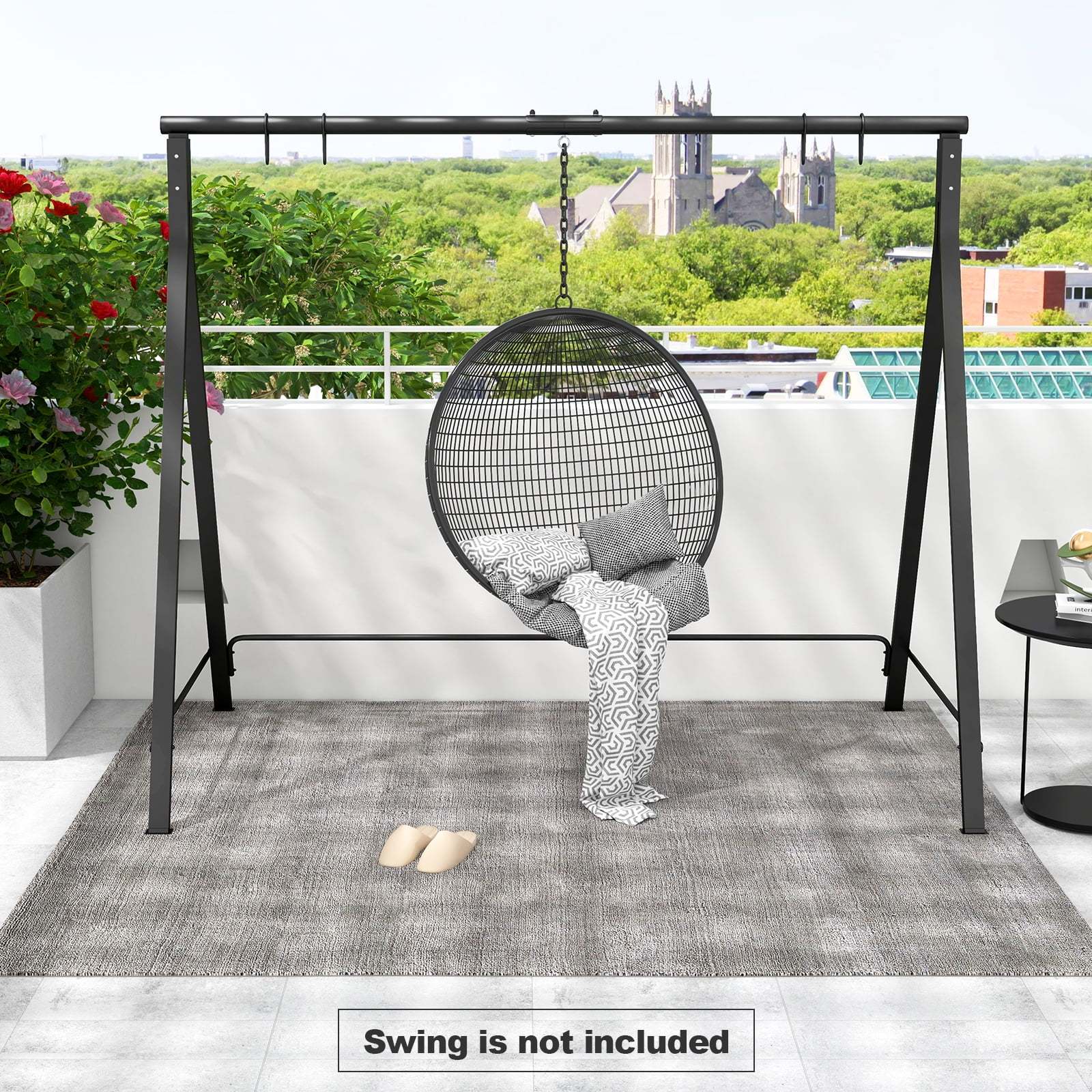 Costway Outdoor Porch Swing Frame Patio Metal Swing Stand with A-Shaped Structure - Image 8