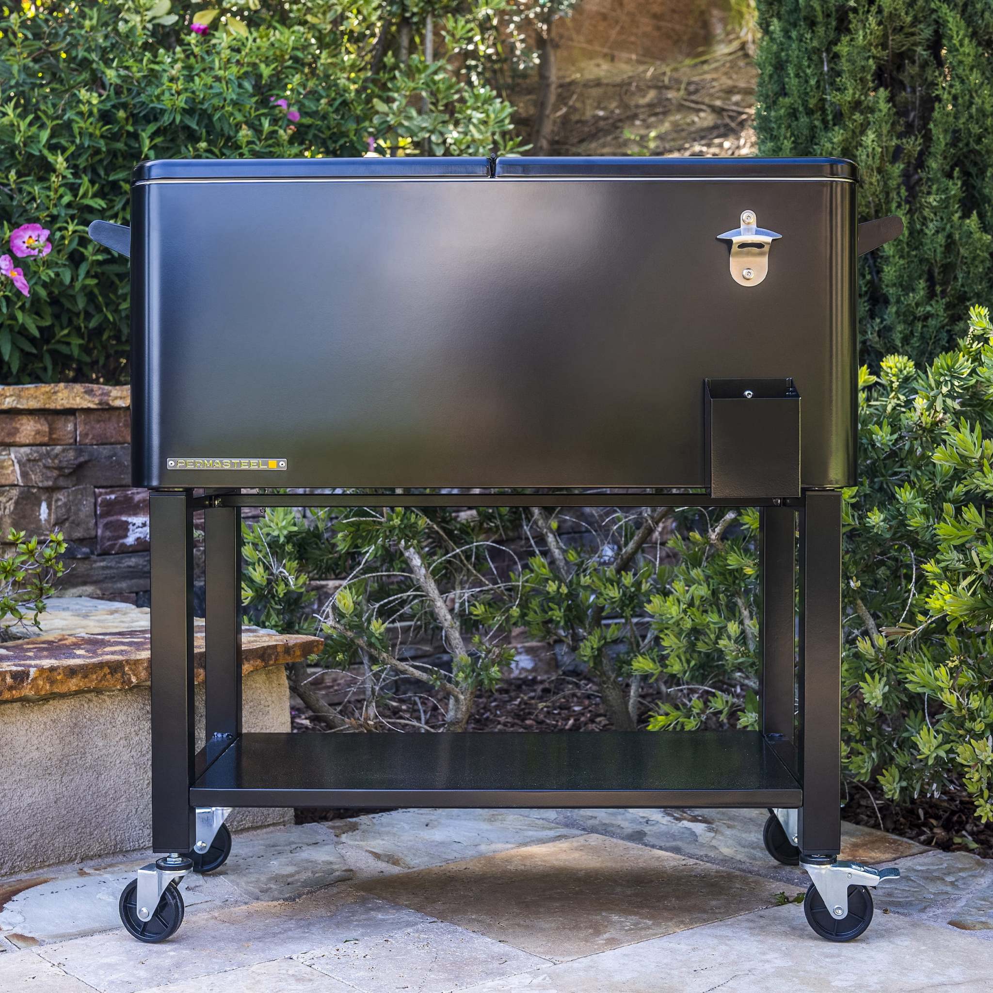 Permasteel 80-Qt Outdoor Steel Patio Cooler with Removable Basin, Rolling Cooler with Wheels, Teal Green - Image 5