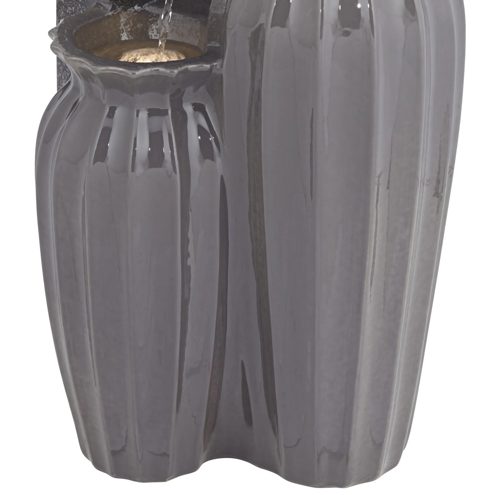 Three Bowls 26 1/2" High Large Modern Outdoor Decor Dark Gray Ceramic Floor Fountain with Light LED 3-Tier - Image 5