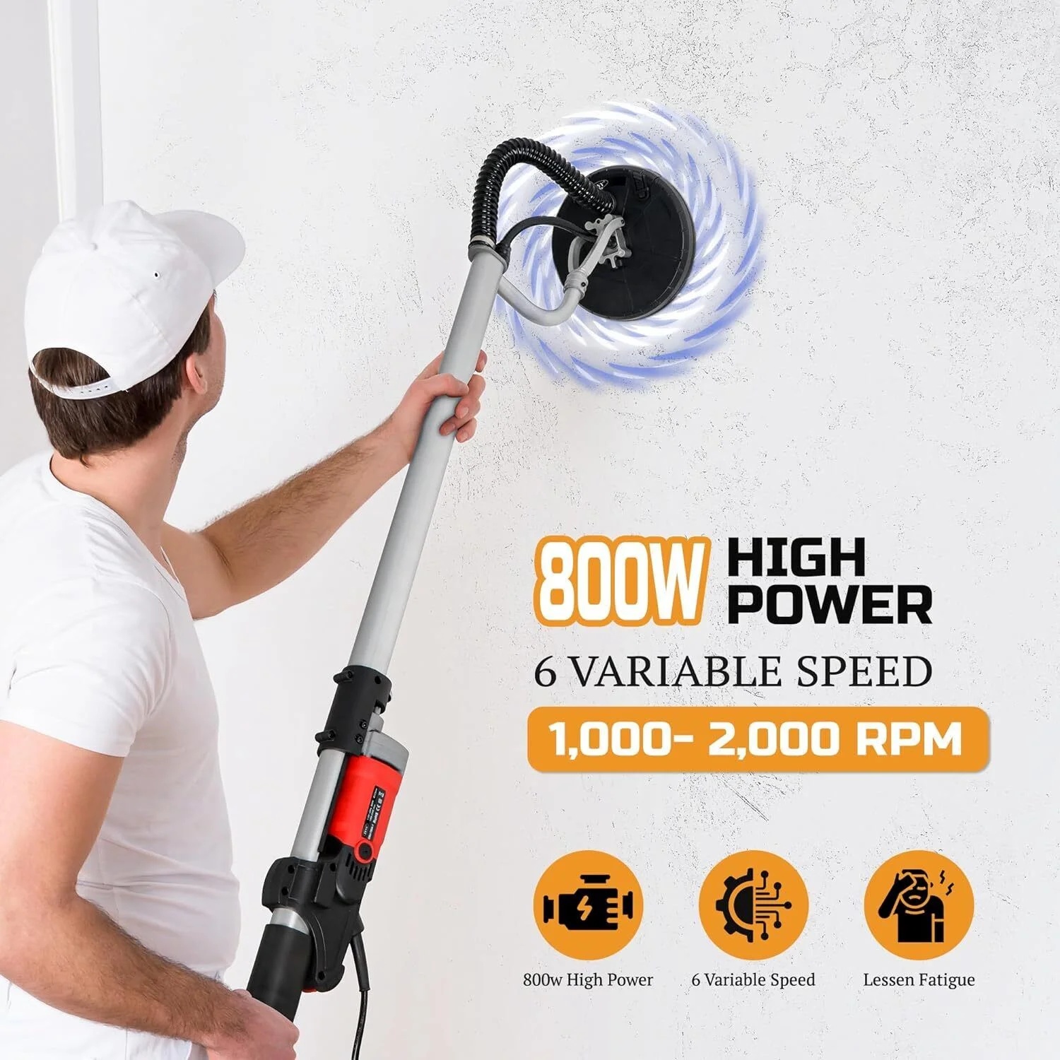 Drywall Sander 800W Commercial Electric Adjustable Variable Speed Sanding Pad - Image 3