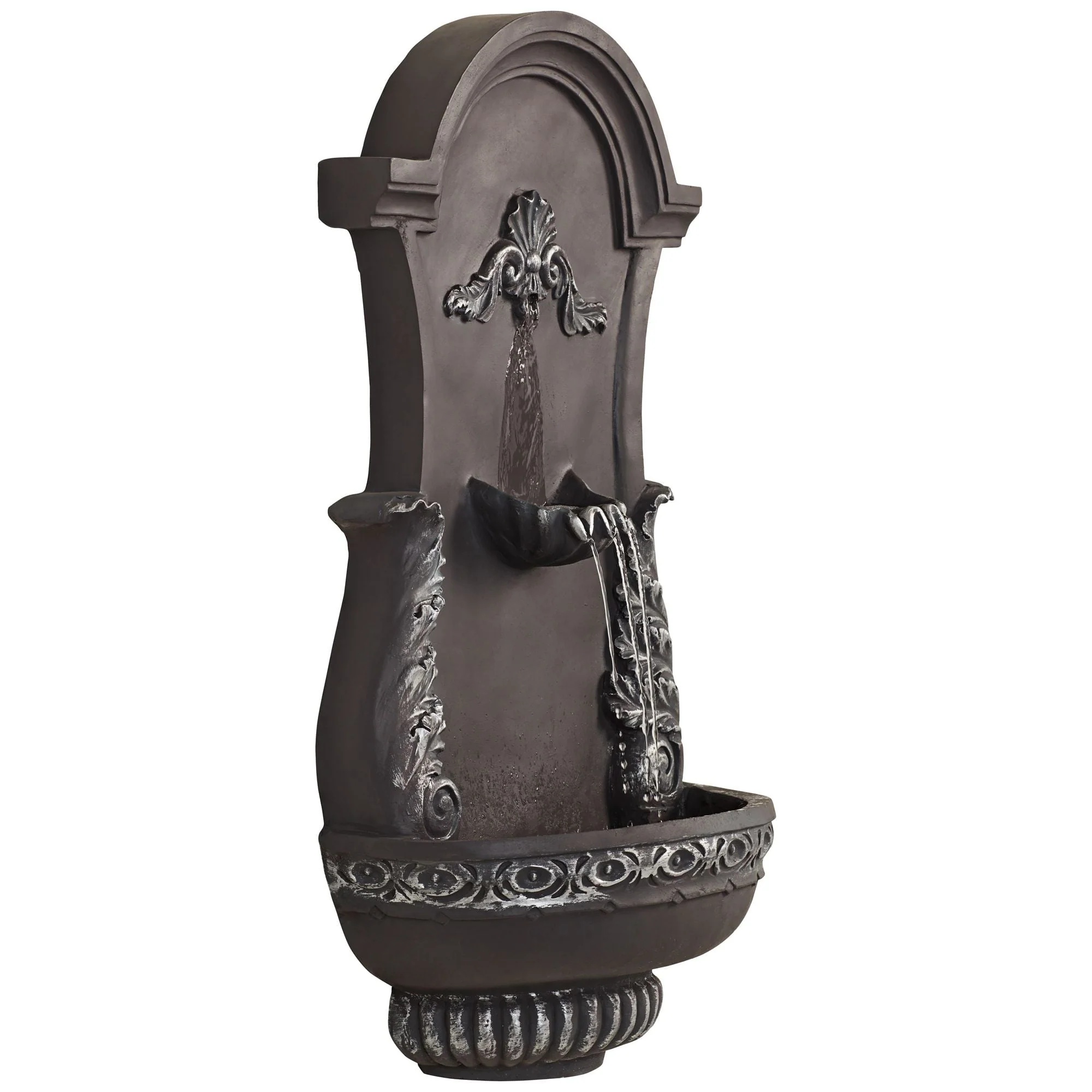 John Timberland Tivoli Grey Ornate Rustic Outdoor 2 Tier Outdoor Wall Water Fountain 33" for Yard Backyard Garden Patio Home Deck Porch House Exterior - Image 7