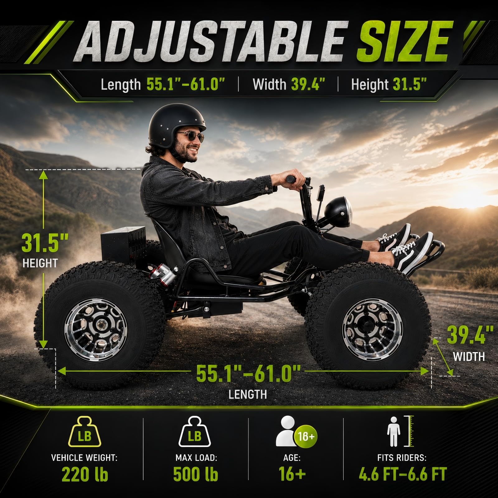 72V 3000W Electric Off-Road Go Kart for Adults & Teens - Image 3
