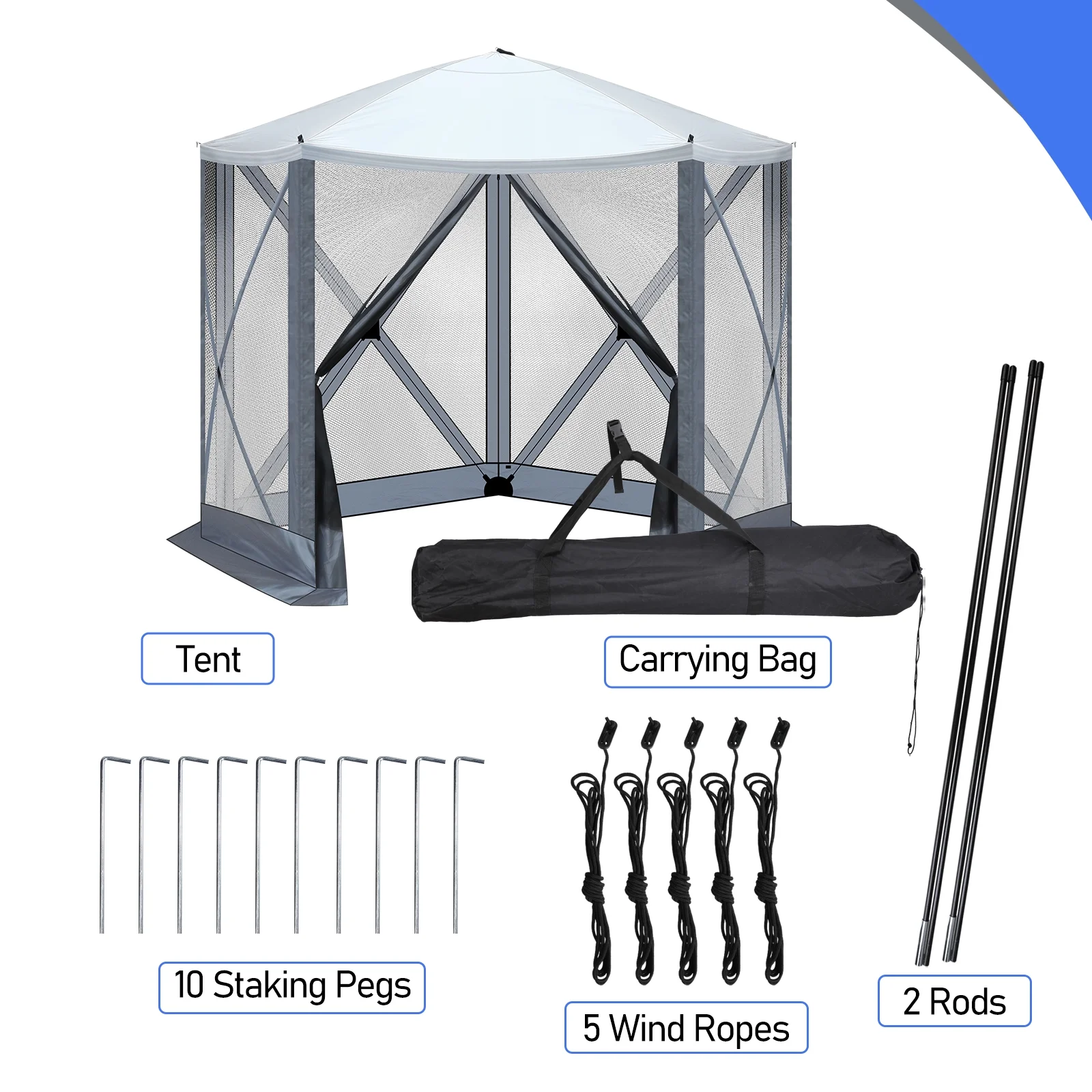 10'x10' Outdoor Pop-Up Camping Canopy - UV & Waterproof, 5 Mesh Sidewalls, Portable with Carrying Bag for Camping,Patio,Lawn, Gray - Image 2