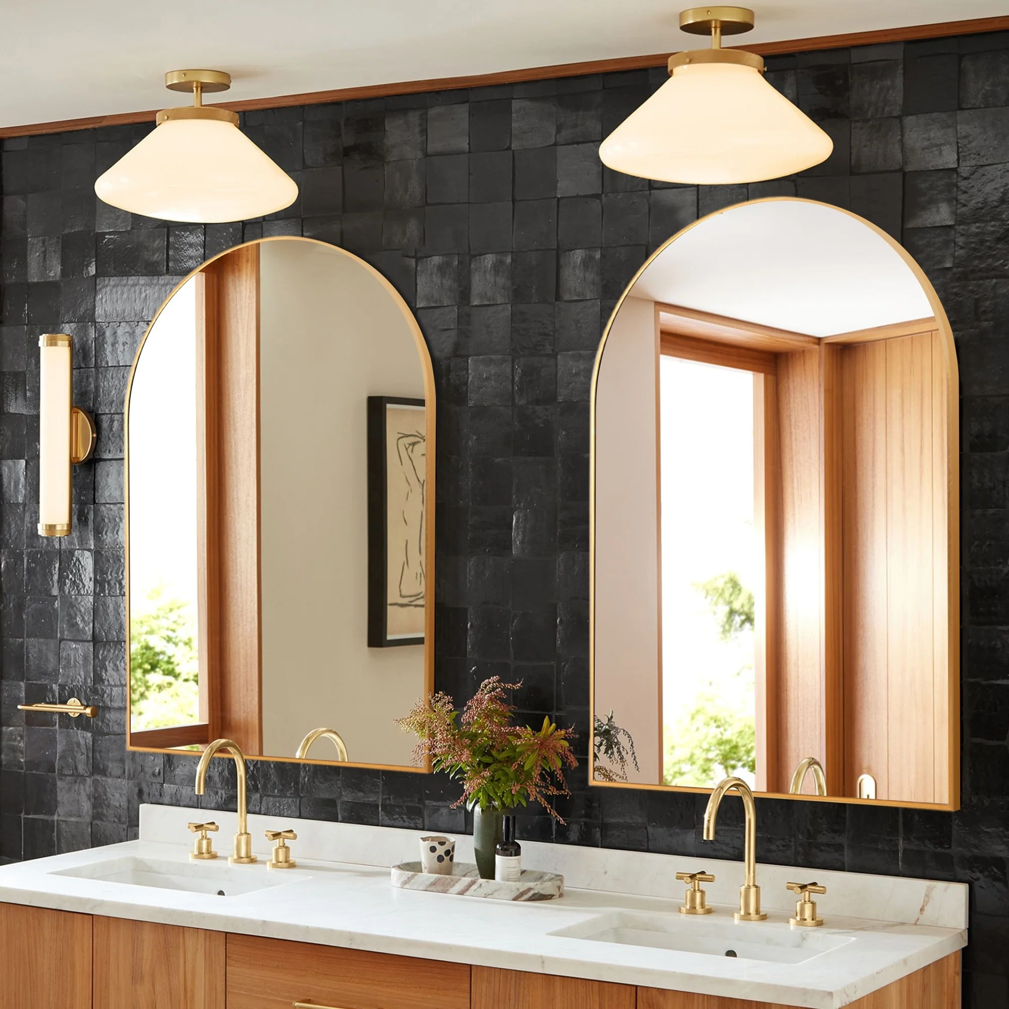 2 Pack 36x24 Inch Arched Bathroom Vanity Mirrors, Wall Mounted Decorative Mirrors for Bathroom and Bedroom - Image 5
