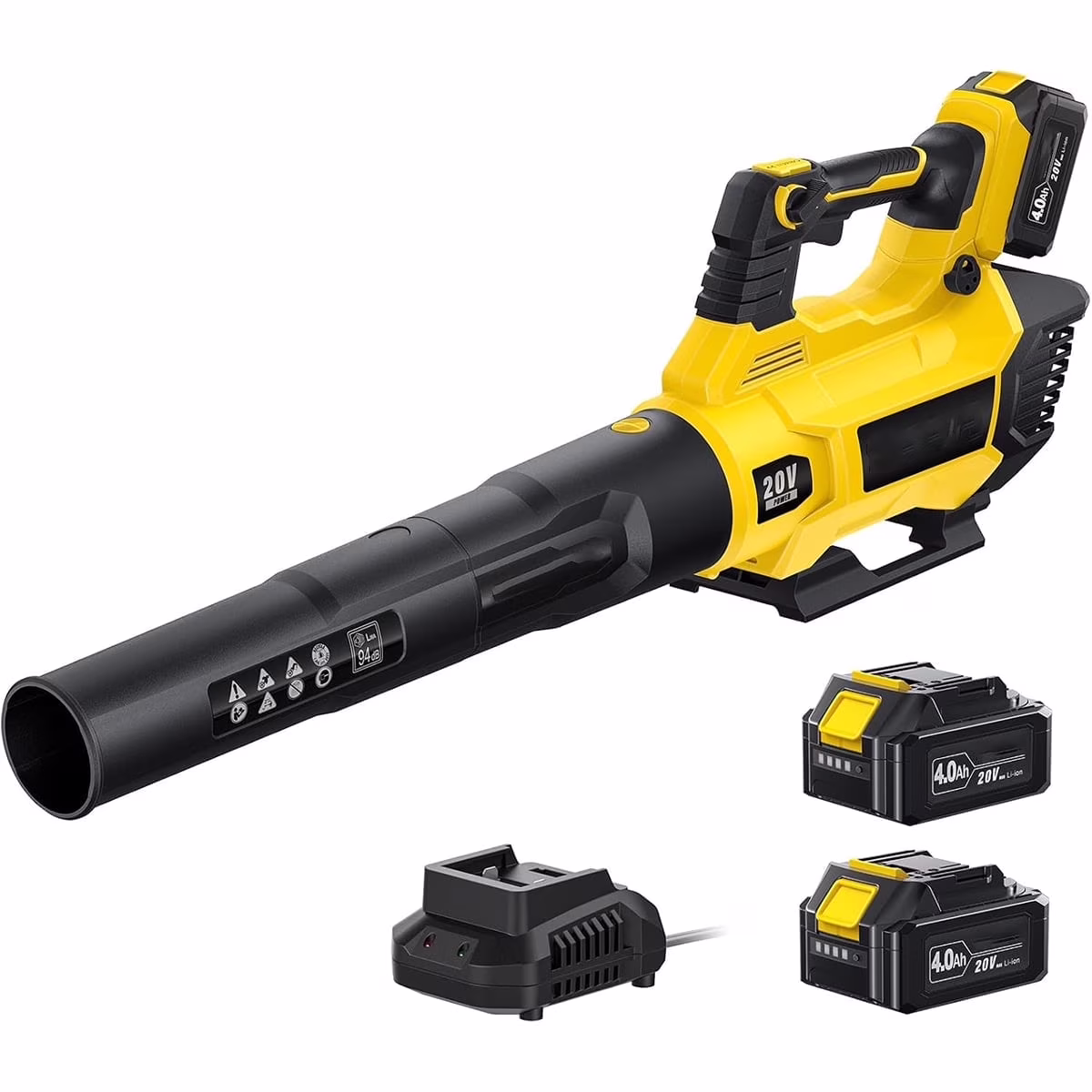 GPED Leaf Blower, 3 Speed Adjustment Electric Cordless Leaf Blower with 2 x 4.0Ah Batteries, Charger, Shoulder Strap, 580CFM/160MPH, Ideal for Patio Cleaning, Lawn Care, Blowing Leaves, Green - Image 5