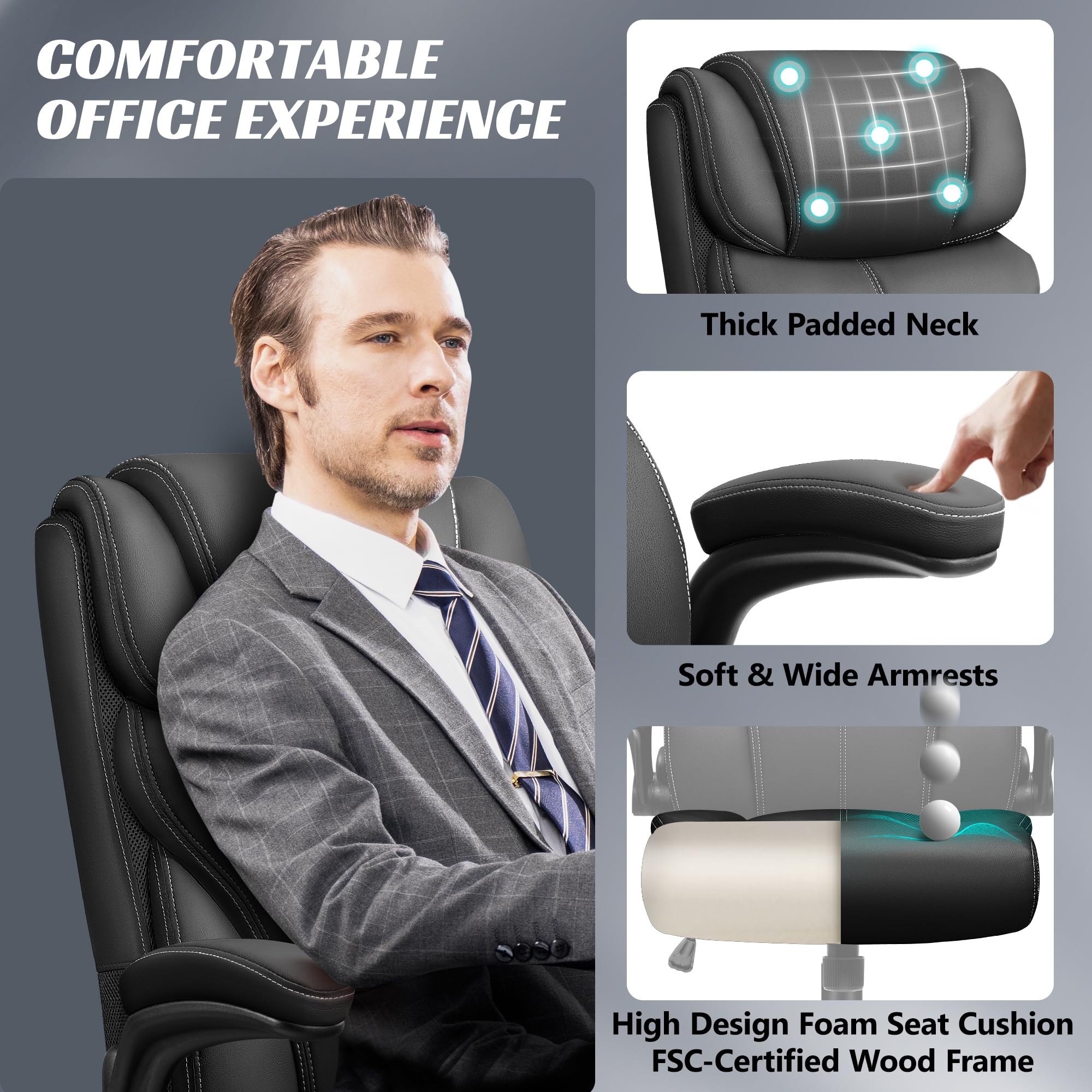 Ergonomic Big and Tall Executive Office Chair, High Back Computer Desk Chair for Home Office and Workspace - Image 8